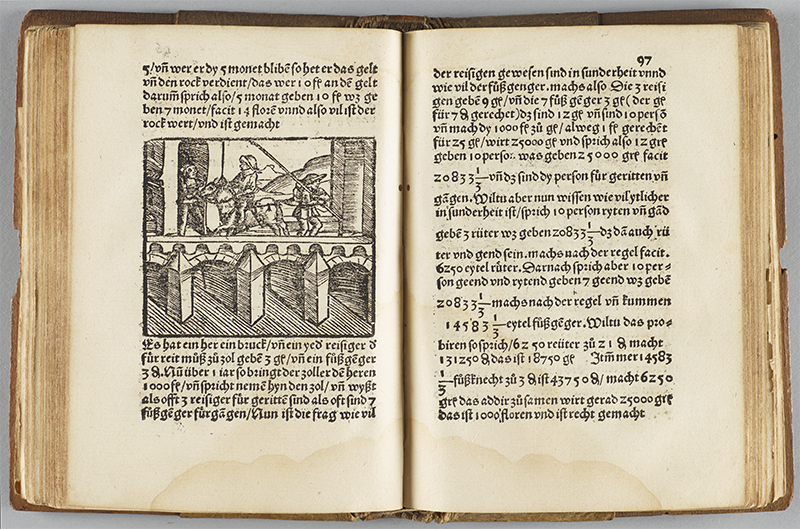 Folio 97 from 1508 edition of Widman's Behend und hüpsch Rechnung uff [auf] allen Kauffmanschafften.