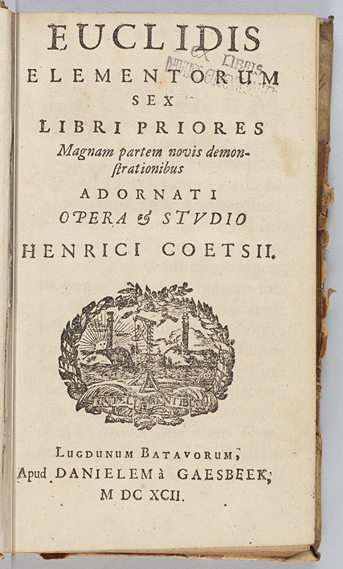 Title page of Euclidis Elementorum by Henrik Coets, 1692