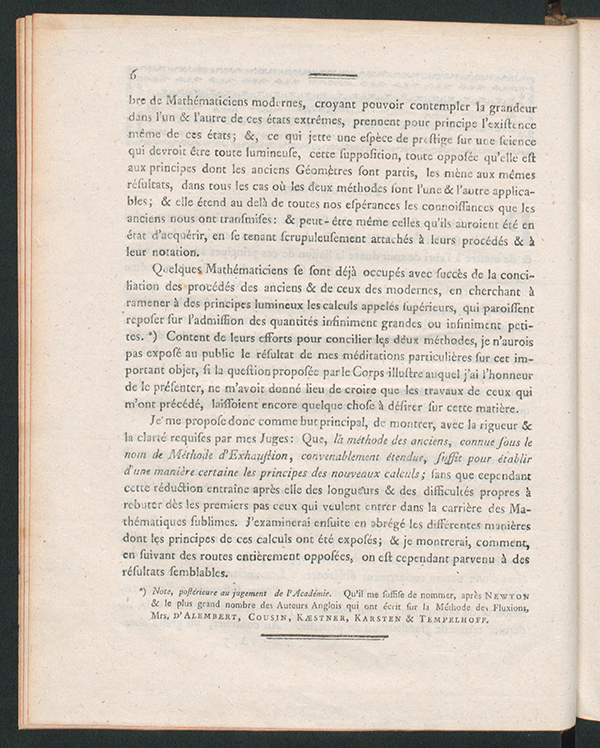 Second page of introduction to Exposition élémentaire des principes des calculs supérieurs by Simon L'Huilier, 1786