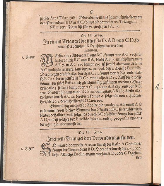 Page 6 of Etliche geometrische Quaestiones by Benjamin Bramer, 1618