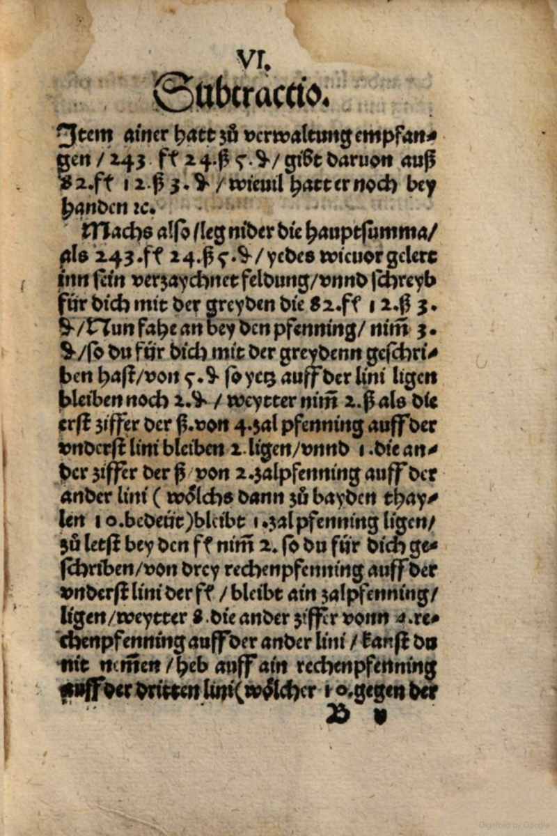 Section 6 of Gallus Spänlin's 1546 Arithmetica.
