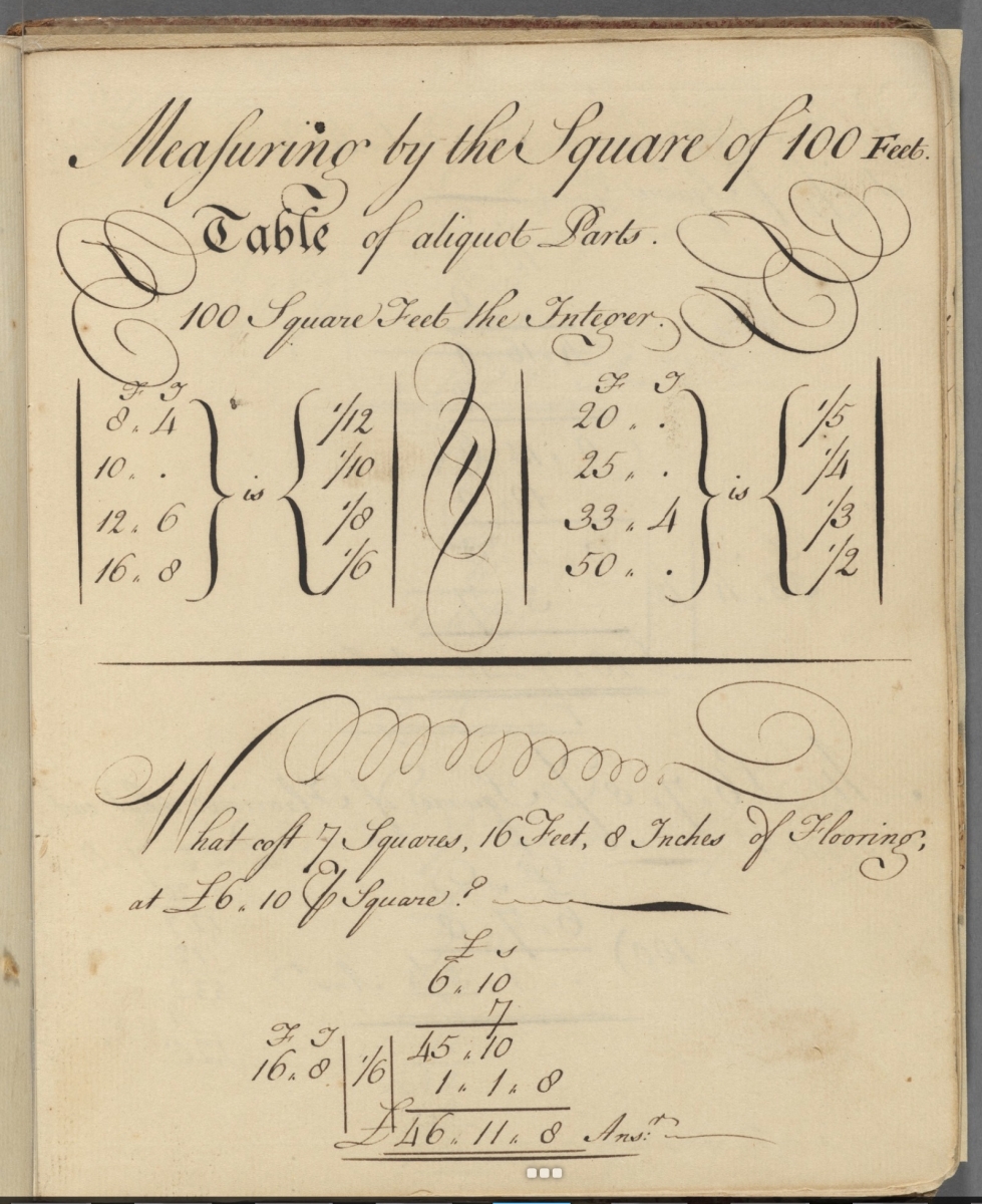 Sample page from notebook on duodecimals by Thaddeus Mason Harris.