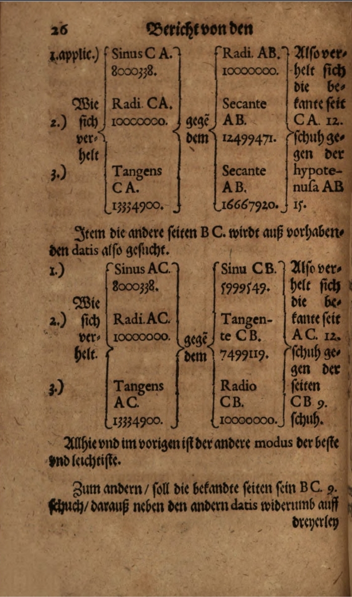 Page 26 from 1619 Manuale mathematicum by Matthias Bernegger.
