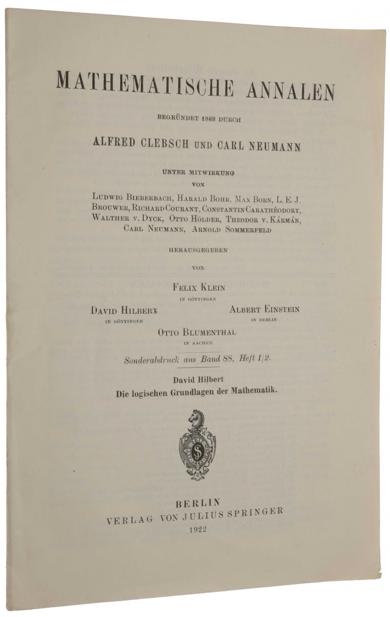 Title page of the 1922 88th volume of Mathematische Annalen.