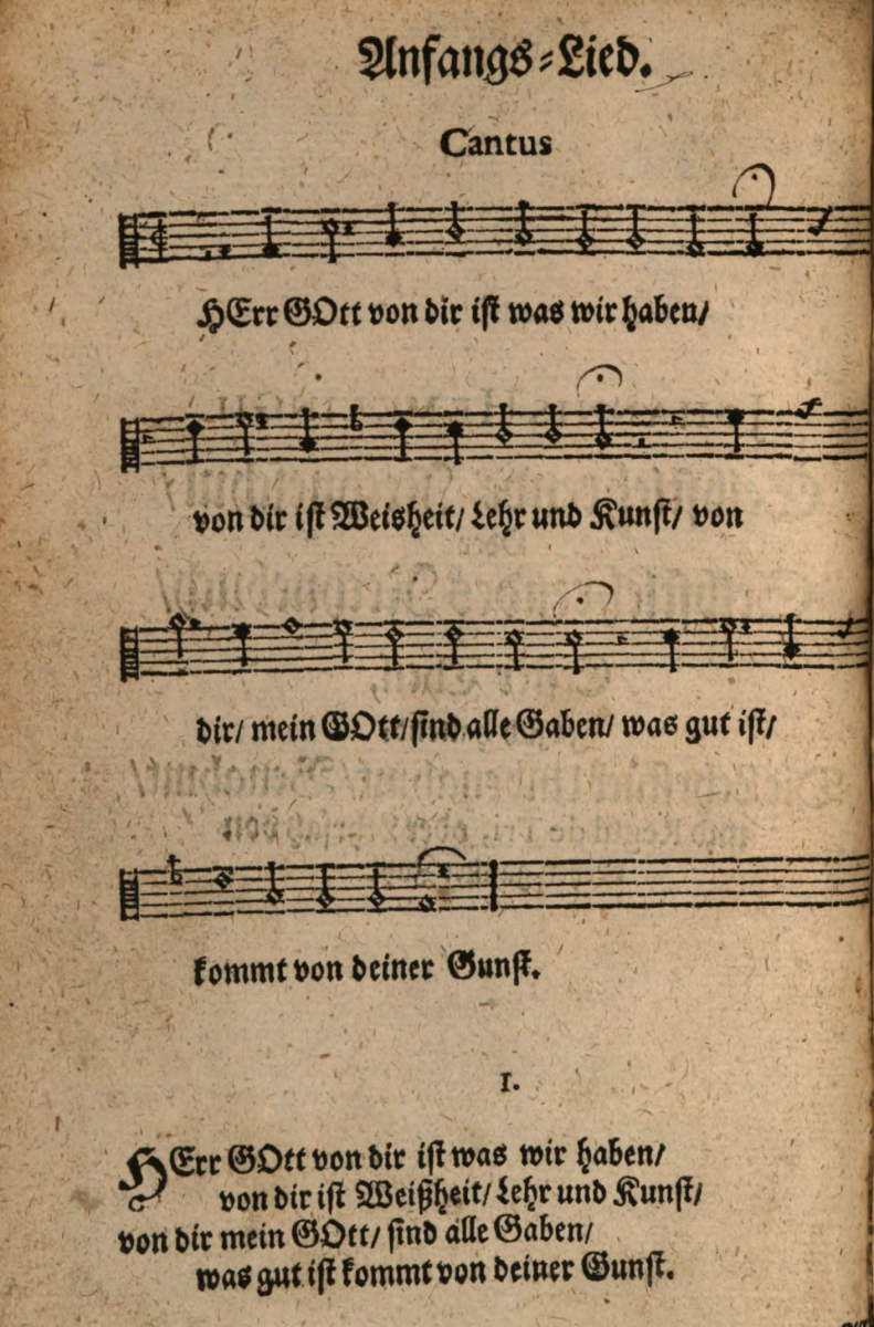 Music page from a circa 1663 copy of Johann Hemeling's Selbstlehrende Rechneschul.