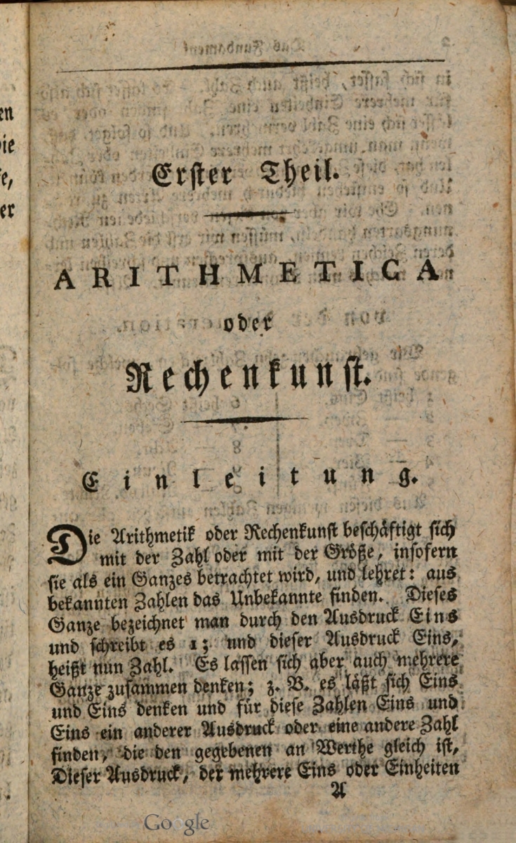 First page of 1817 printing of Johann Hemeling's Kleines Rechenbuch.