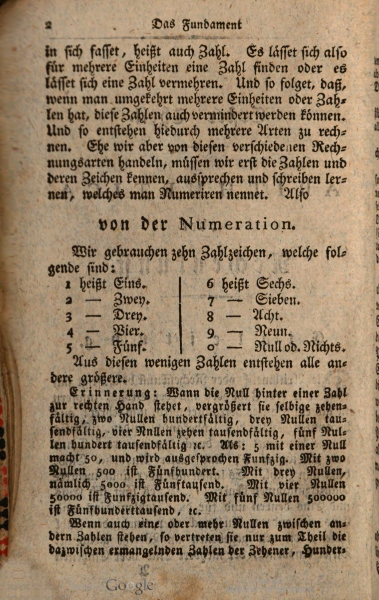 Page 2 of 1817 printing of Johann Hemeling's Kleines Rechenbuch.