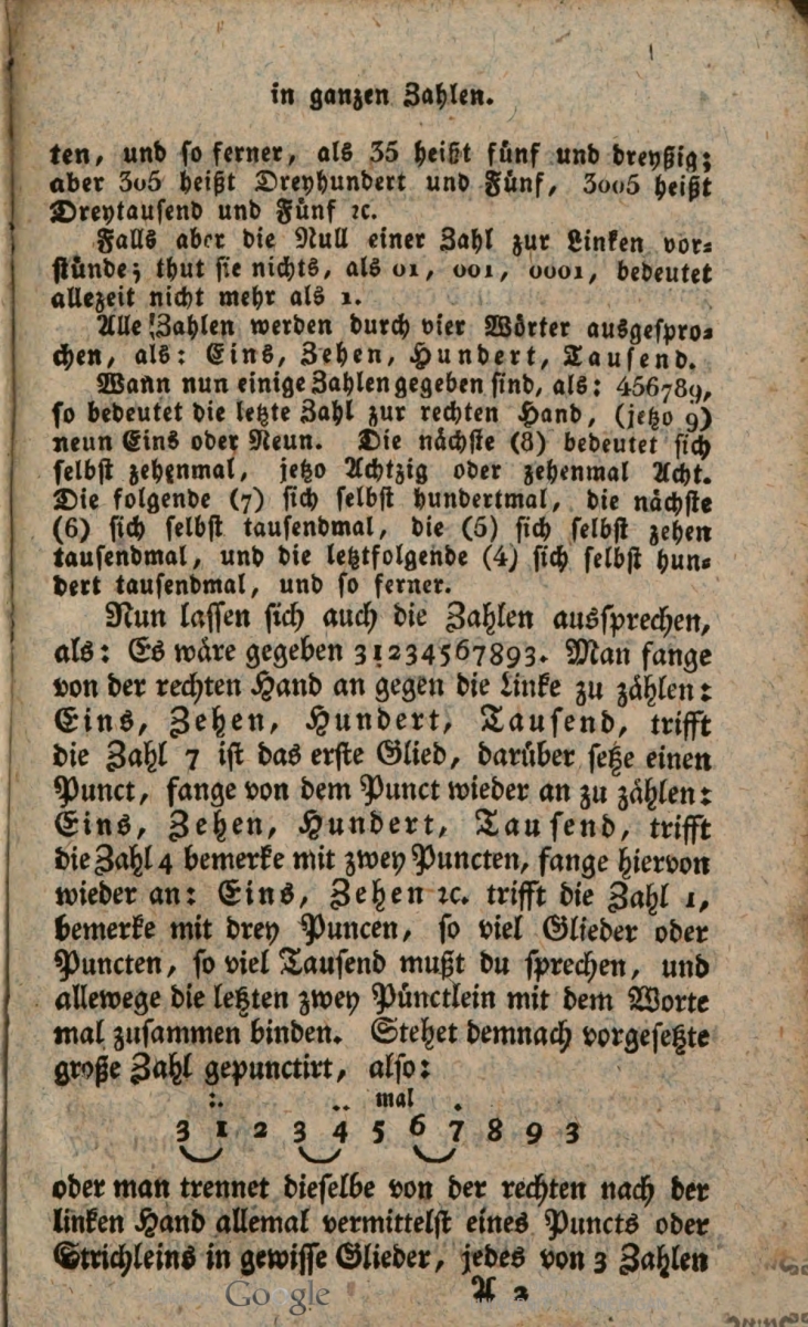 Page 3 of 1817 printing of Johann Hemeling's Kleines Rechenbuch.