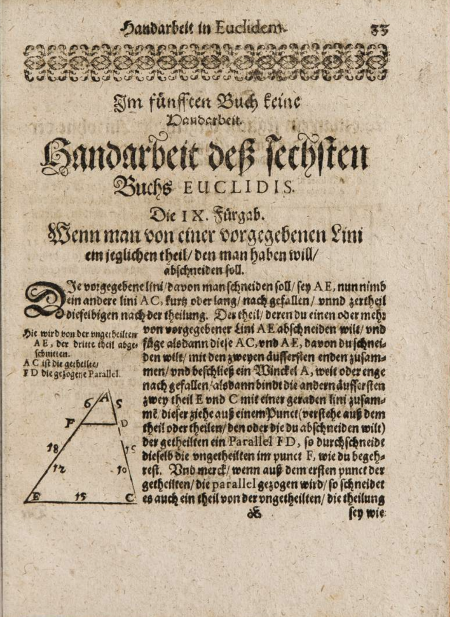 Page 33 of Lucas Brunn's 1625 German translation of Euclid's Elements.