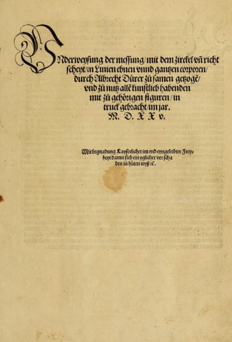 Title page of Durer's 1525 treatise on geometrical constructions.