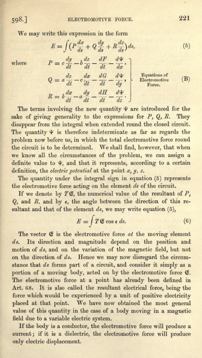 Page 221 from volume 2 of Maxwell's 1873 Treatise on Electricity and Magnetism.