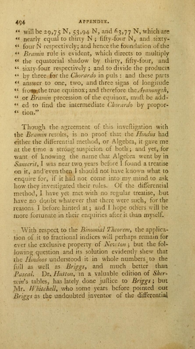 Eighth page of "A Proof that the Hindoos Had the Binomial Theorem."