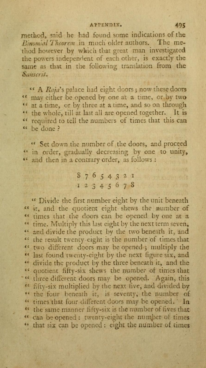 Ninth page of "A Proof that the Hindoos Had the Binomial Theorem."