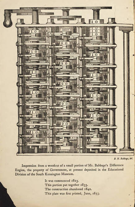 Frontispiece from Babbage's Calculating Machine (1872).