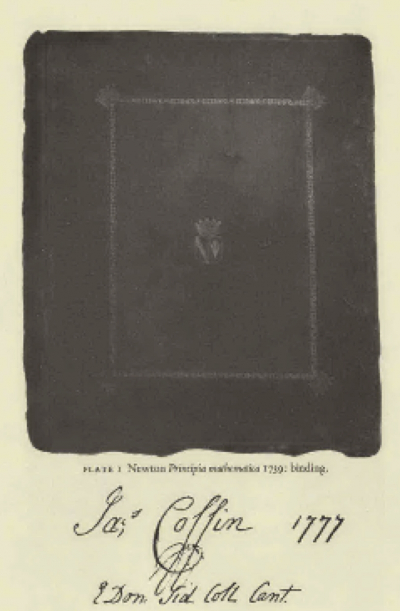 Page of Sid Kolpas's copy of Jesuit Principia indicating provenance.