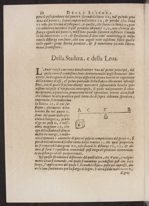 Page 10 of Galileo's Della Scienza Mecanica.