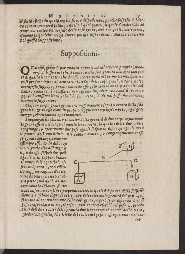 Page 7 of Galileo's Della Scienza Mecanica.