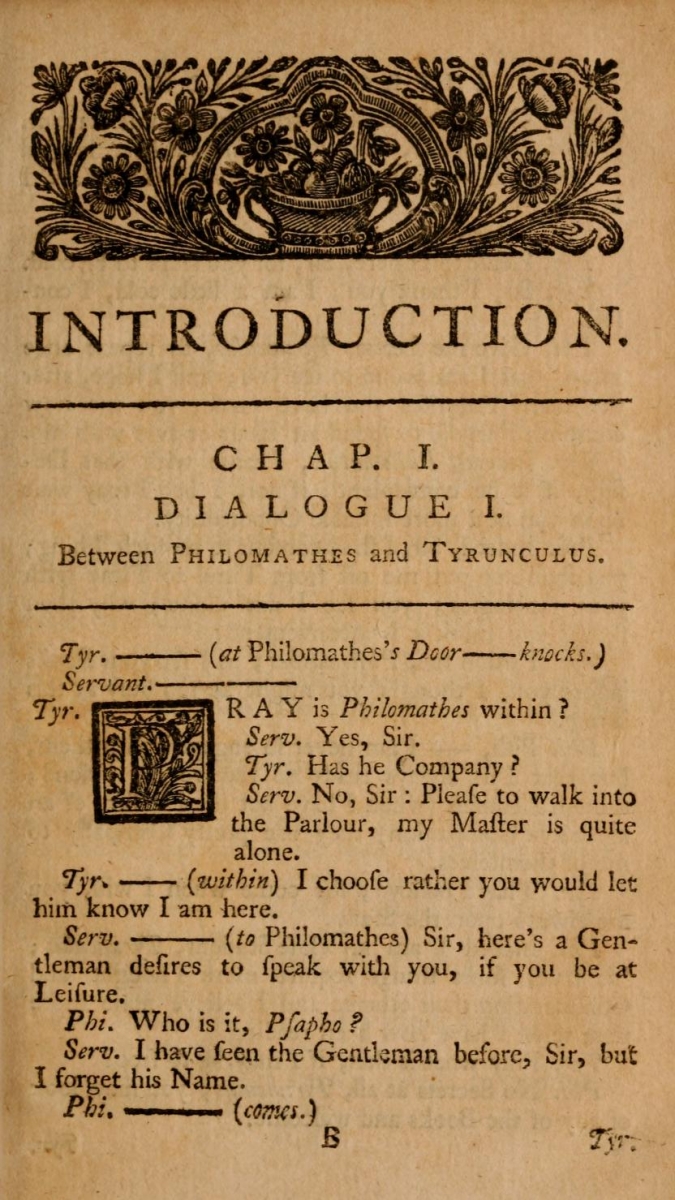 Page 1 of Fenning's 1751 The Young Algebraist's Companion.