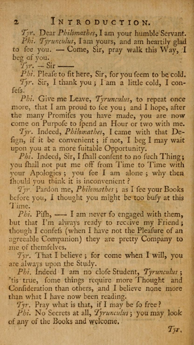 Page 2 of Fenning's 1751 The Young Algebraist's Companion.
