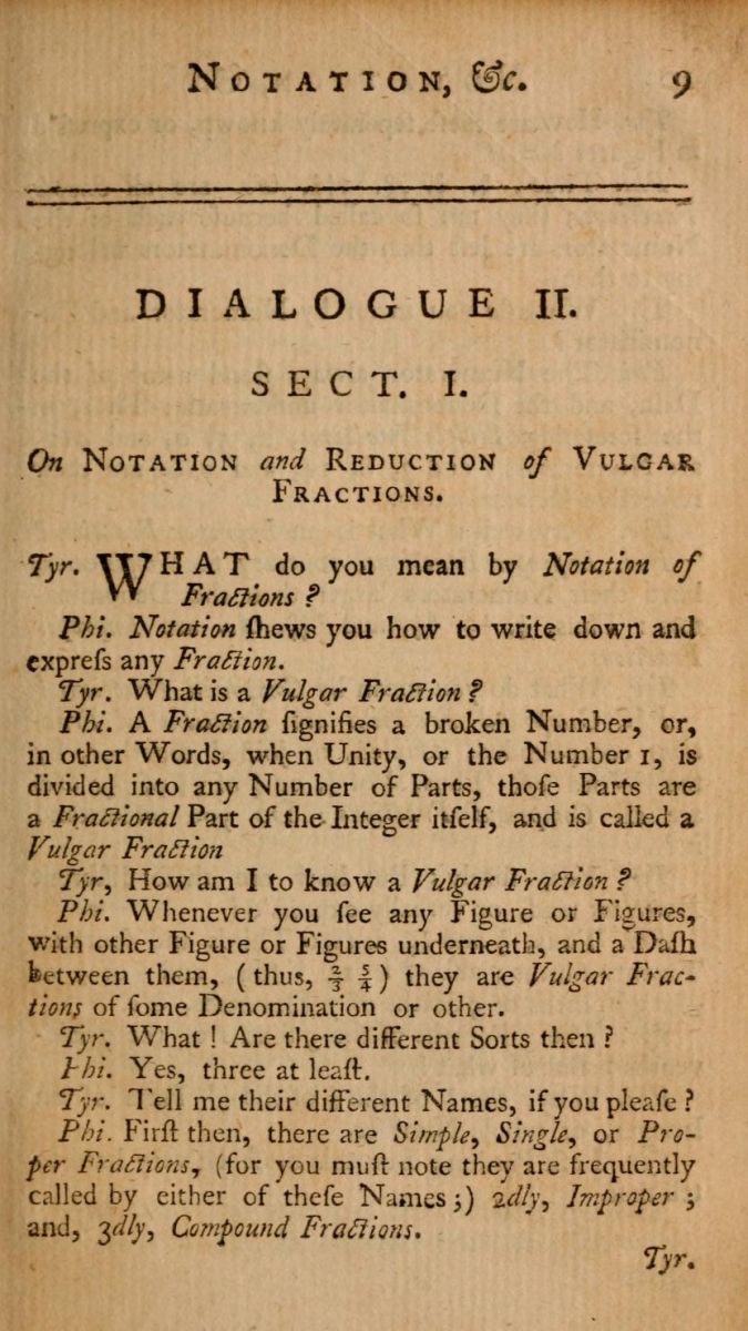Page 9 of Fenning's 1751 The Young Algebraist's Companion.