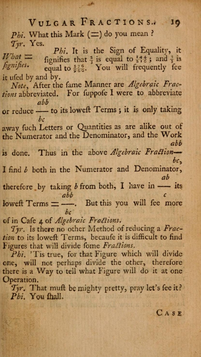 Page 19 of Fenning's 1751 The Young Algebraist's Companion.