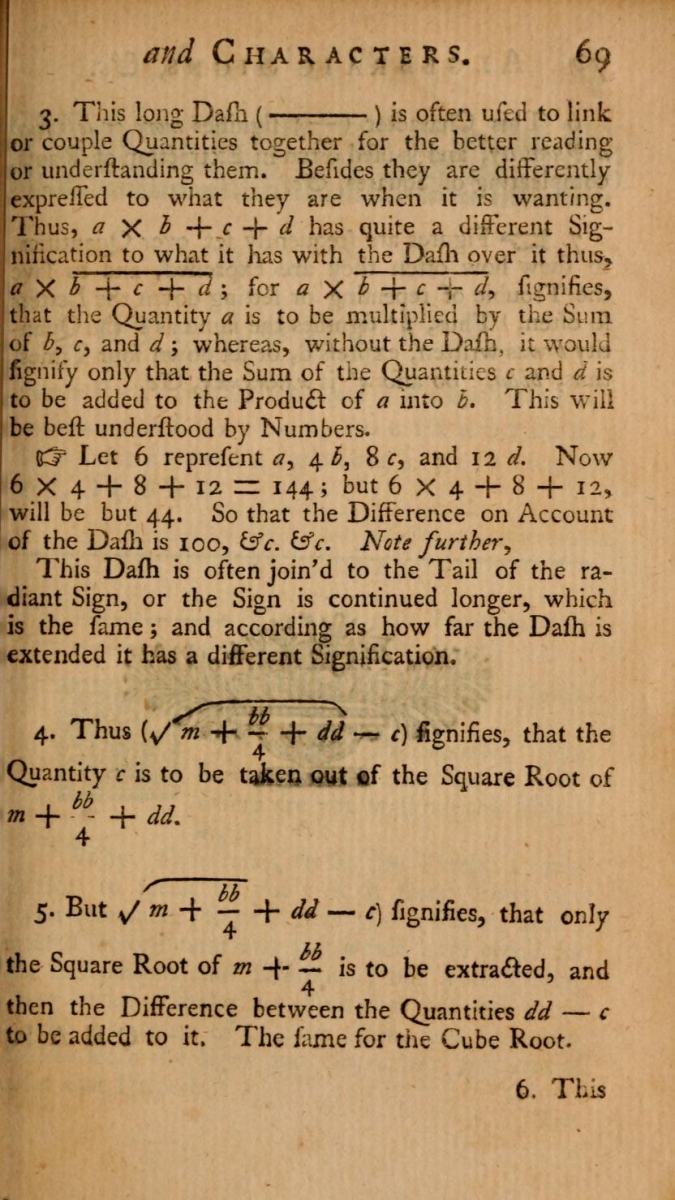 Page 69 of Fenning's 1751 The Young Algebraist's Companion.