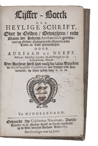 Title page from Adriaan de Neeff's 1682 Cijffer-boeck der heylige schrift.