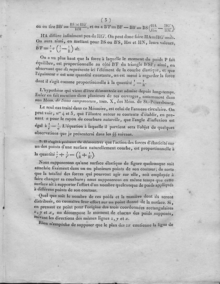 Third page of Sophie Germain's 1821 Recherches sur la theorie des surfaces elastiques.