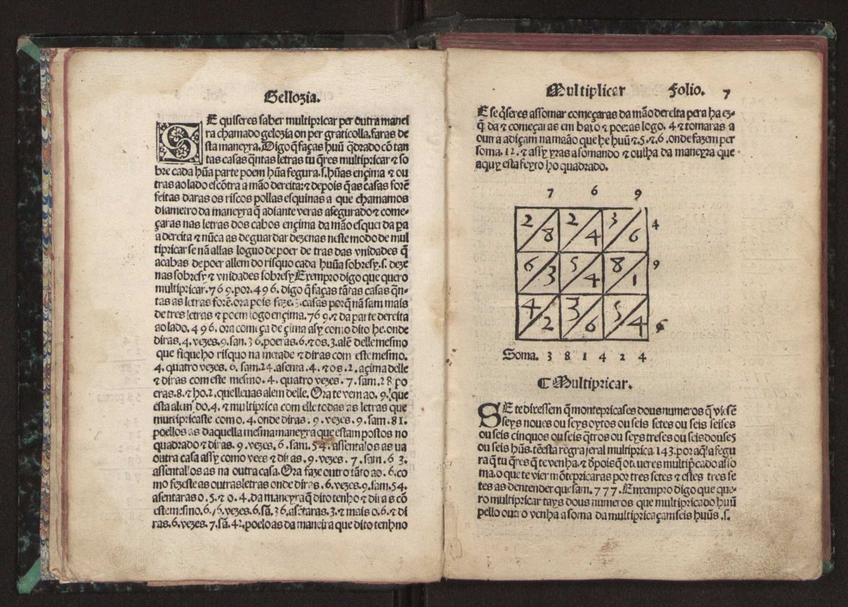 Folio 7 from Gaspar Nicolas's 1519 Tratado da Prática D'arismetyca.