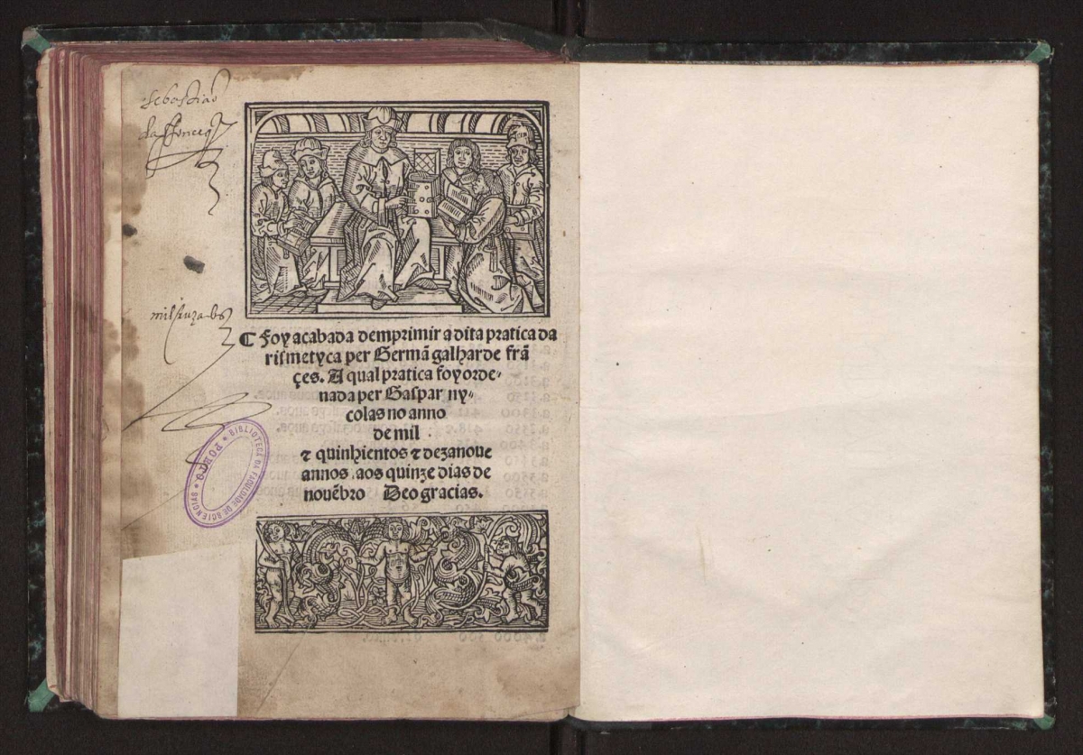 Final page from Gaspar Nicolas's 1519 Tratado da Prática D'arismetyca.