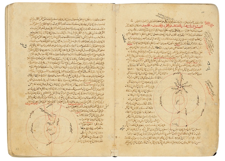 Pages from a student manuscript showing parts of five treatises by al-Tusi.