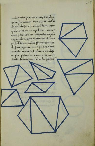 Diagrams of polyhedra from Benedetto da Firenze’s Trattato d’abacho (circa 1480).