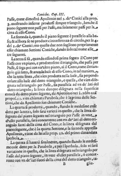 Page 9 from Bonaventura Cavalieri’s Lo specchio ustorio (1650 printing).