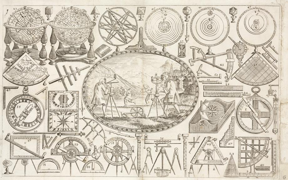 Advertisement for mathematical instruments, 1674-1702.