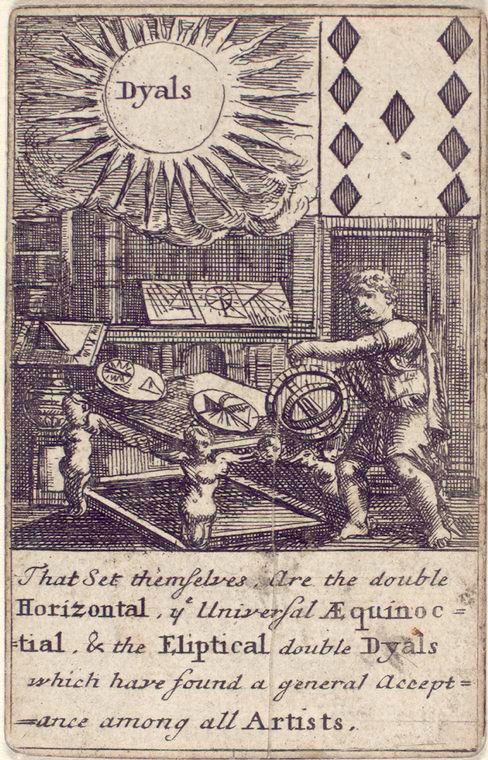 9 of diamonds from 1702 deck of mathematical playing cards.