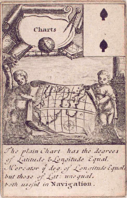 2 of spades from 1702 deck of mathematical playing cards.