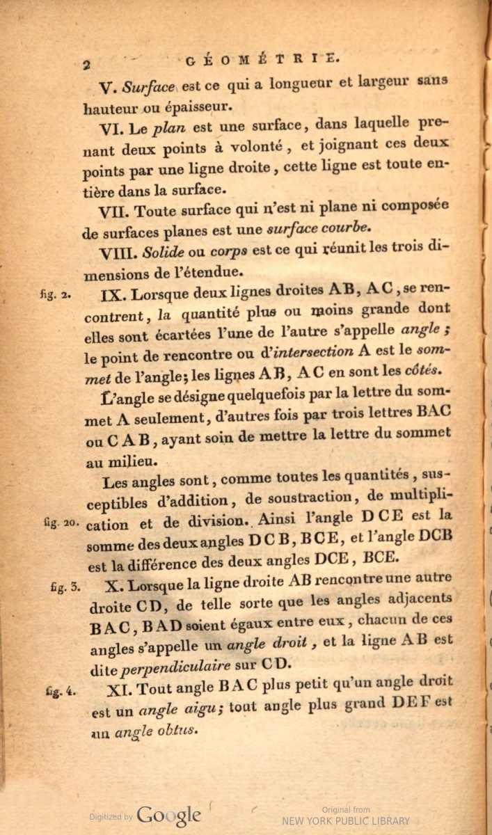 Page 2 of 1800 3rd edition of Legendre's Elements de geometrie.