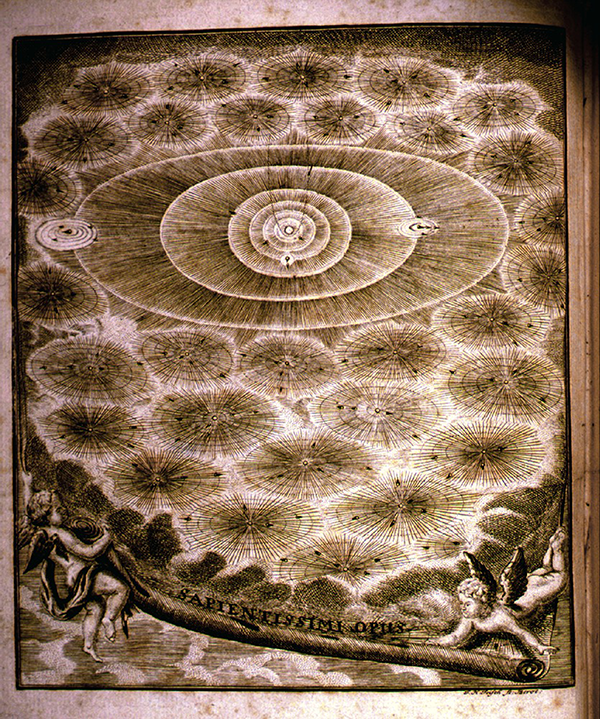 Frontispiece from Theoria motuum planetarum et cometarum by Leonhard Euler, 1744
