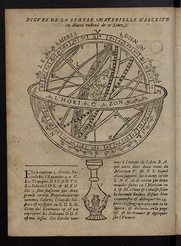 Drawing of celestial sphere from Traité de la Quantitée by Jean François, 1655