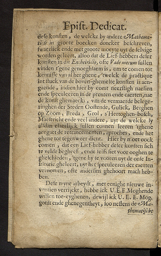 Second page of preface from  Manuale arithmetice et geometrie practice by Adriaan Metius, 1634