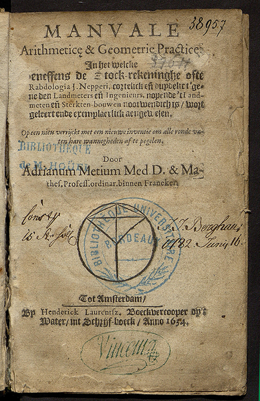 Title page of Manuale arithmetice et geometrie practice by Adriaan Metius, 1634