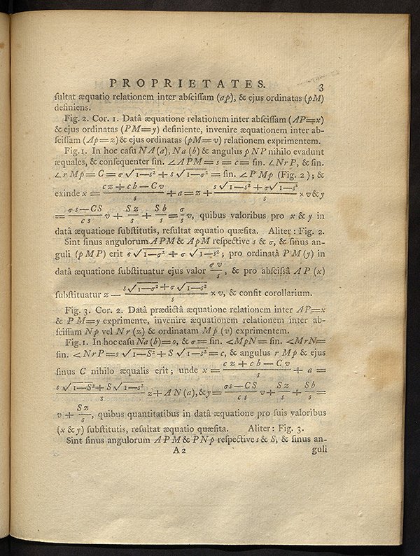 Third page of Proprietates algebraicarum curvarum by Edward Waring, 1772