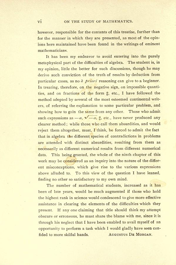 Page 2 of the Author's Preface in On the Study and Difficulties of Mathematics by Augustus De Morgan