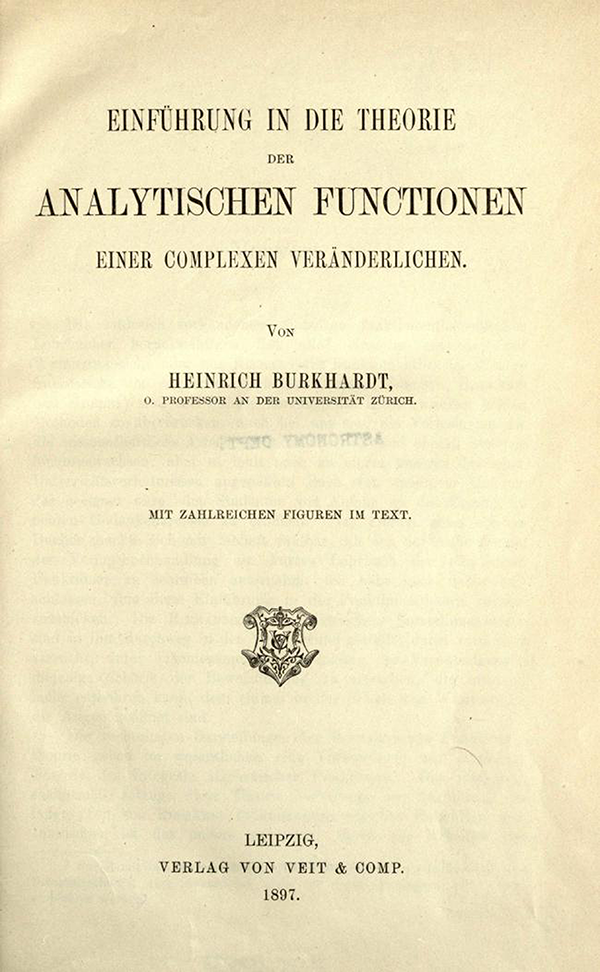 Title page of Einfuhrung in die Theorie der analytischen Functionen by Heinrich Burkhardt