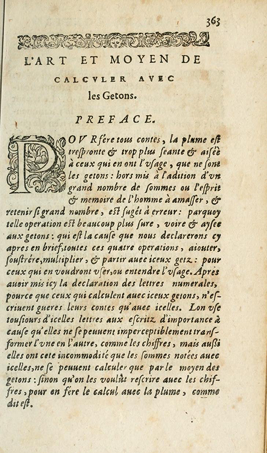 Page 363 of L'Arithmetique by Jean Trenchant, 1602