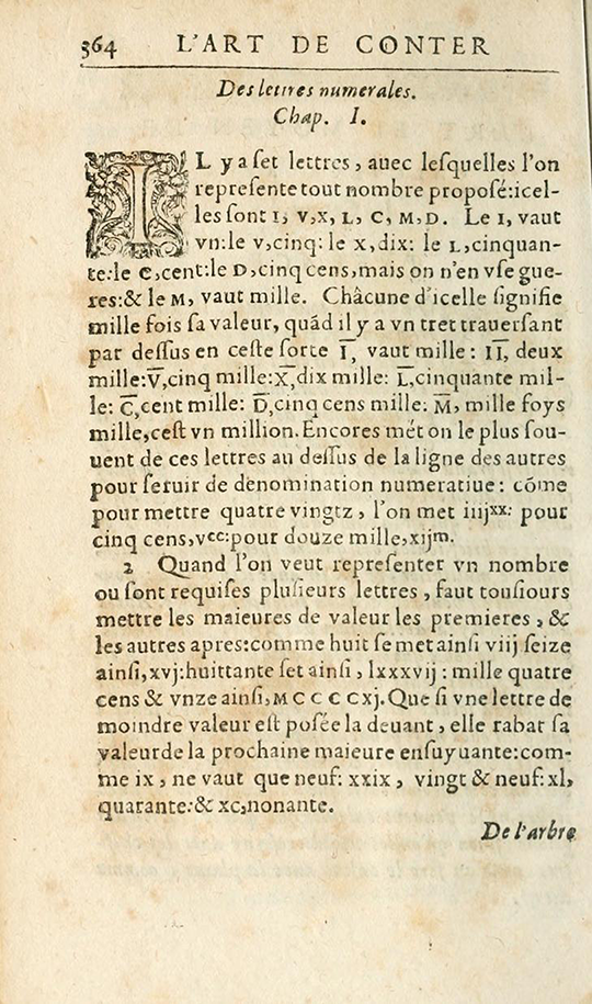 Page 364 of L'Arithmetique by Jean Trenchant, 1602