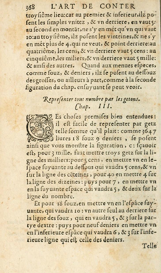 Page 368 of L'Arithmetique by Jean Trenchant, 1602