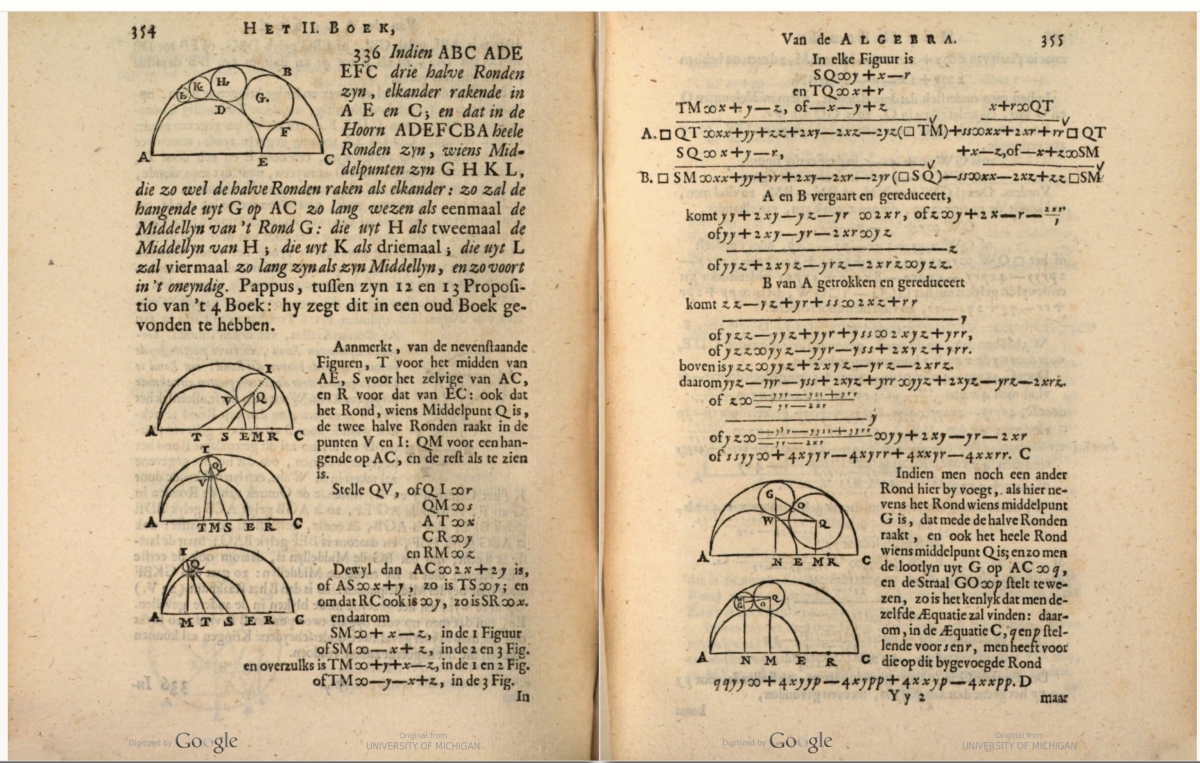 Pages 354-355 from Abraham de Graaf's Inleyding tot de wiskunst.