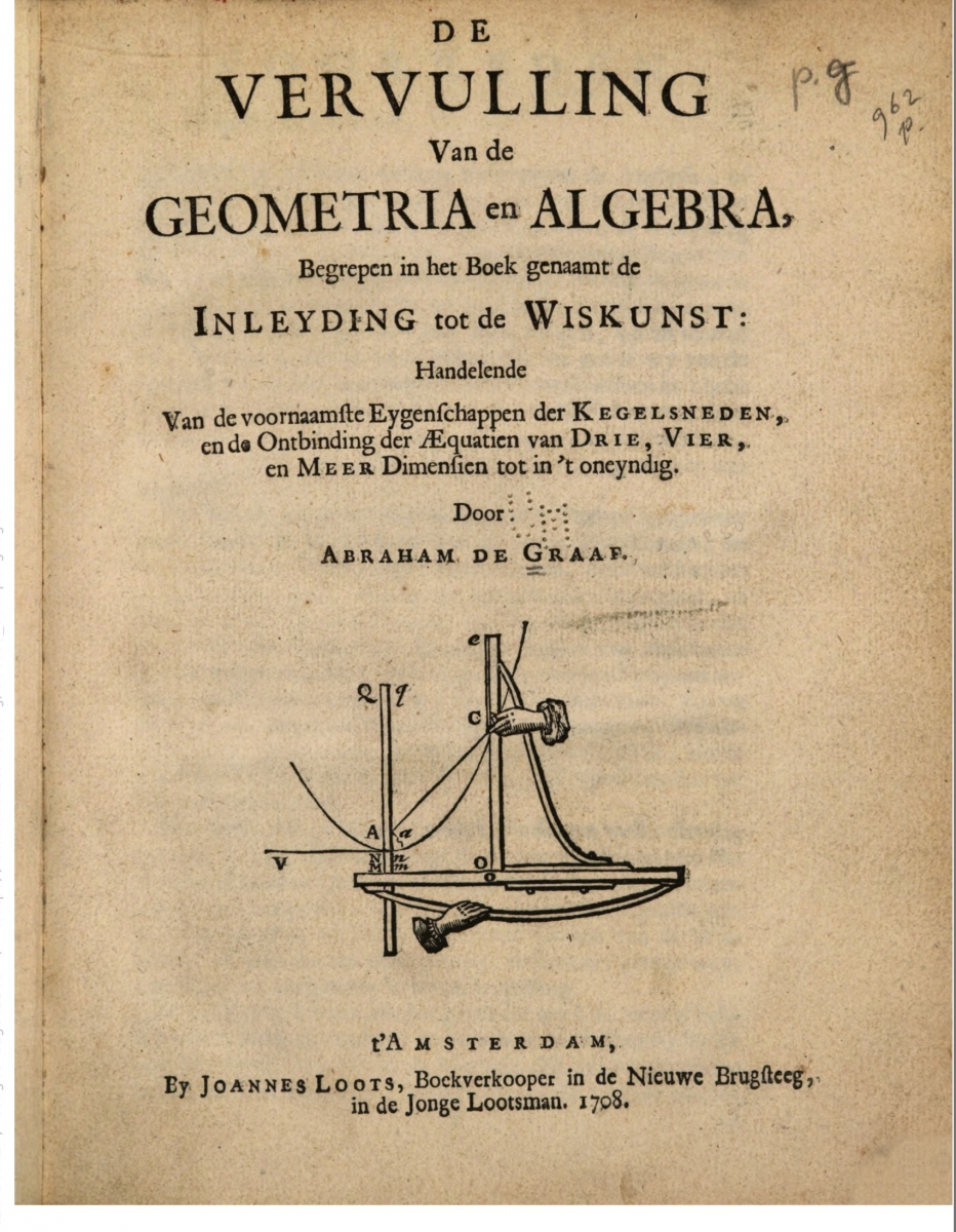 Title page of 1708 printing of de Graaf's De vervulling van de geometria en algebra.