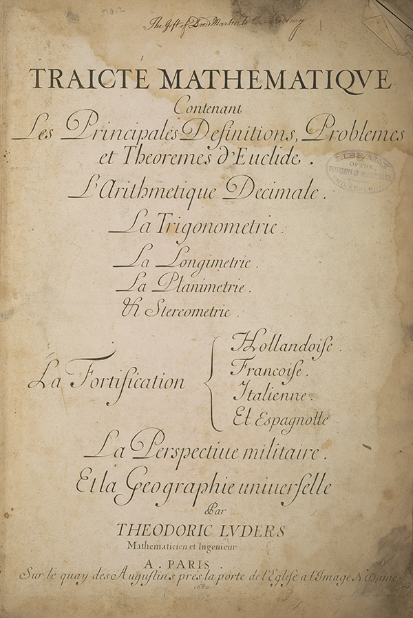 Title page of Theodore Luders's treatise on mathematical applications.